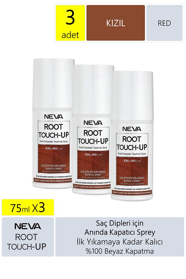 Root Touch Up Kapatıcı Sprey 75ml KIZIL 3 Adet - 1