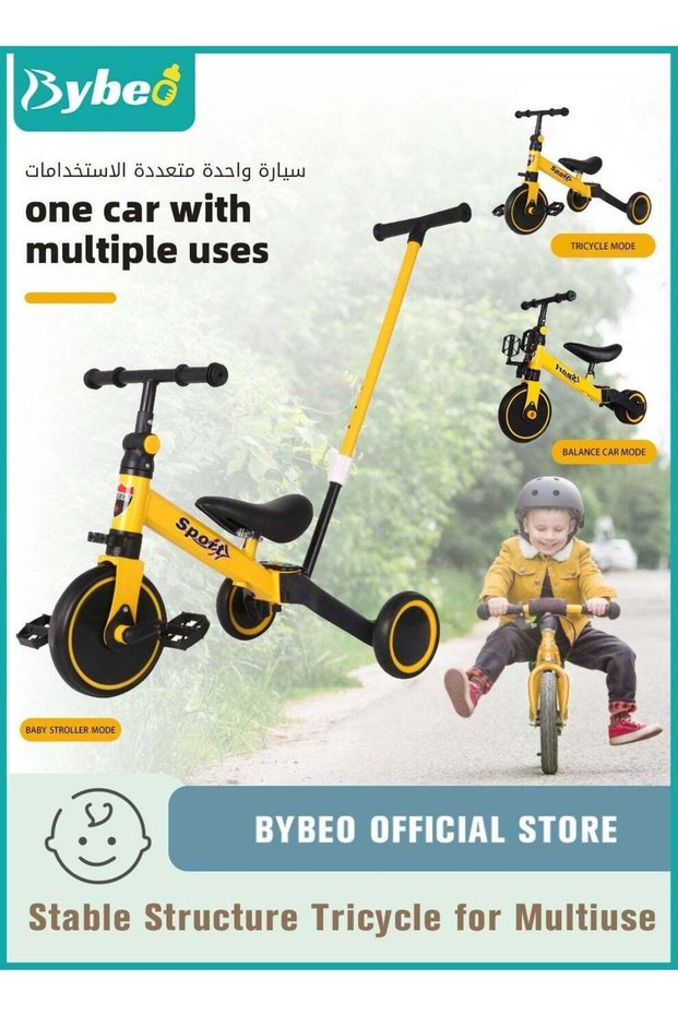 3-in-1 Kids Tricycle, Toddler Trike Bike - Perfect Ride-On Tricycles with Removable Parent Handle, Backrest, Safety Belt