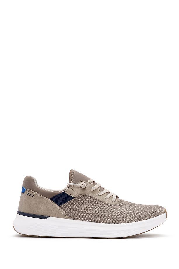 Zero Erkek Bej Bağcıklı Kalın Tabanlı Kumaş Sneaker 25sfd69136f - 1