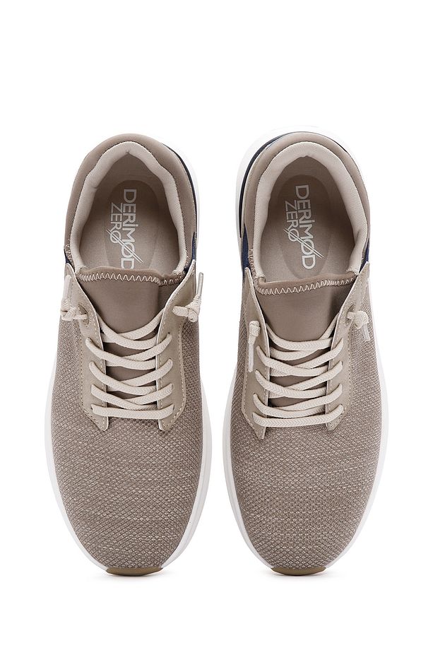 Zero Erkek Bej Bağcıklı Kalın Tabanlı Kumaş Sneaker 25sfd69136f - 7