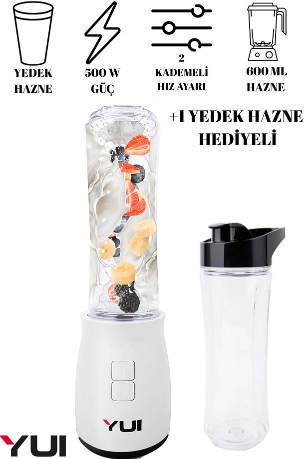 M19 500w Kişisel Smoothie Blender Beyaz 1 Adet Yedek Şişe - 1
