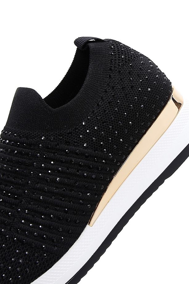 Zero Kadın Siyah Kalın Tabanlı Taşlı Sneaker 25sfd43006f - 8