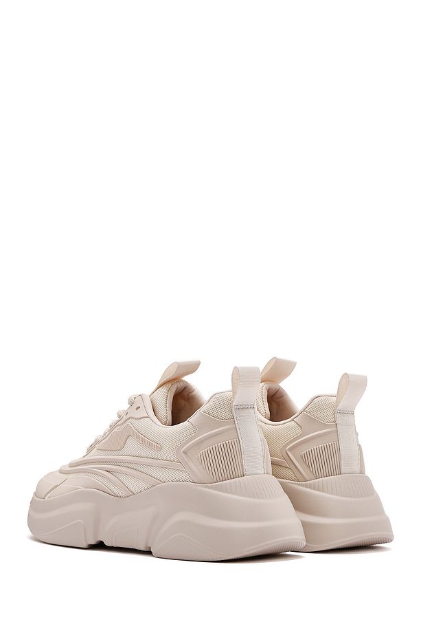 Kadın Bej Bağcıklı Kalın Tabanlı Sneaker 25SFD431114 - 6