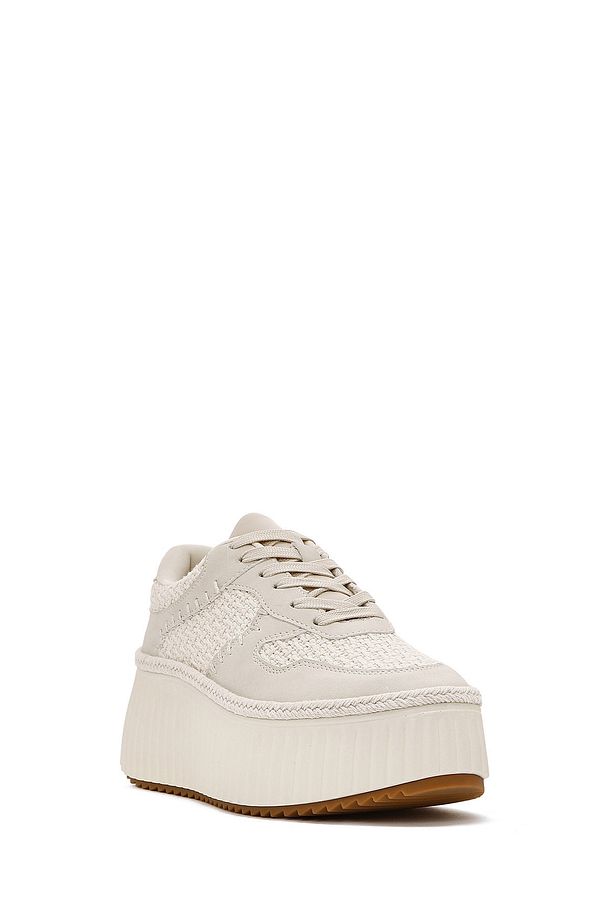 Kadın Bej Bağcıklı Kalın Tabanlı Örgülü Sneaker 25SFD430914 - 6