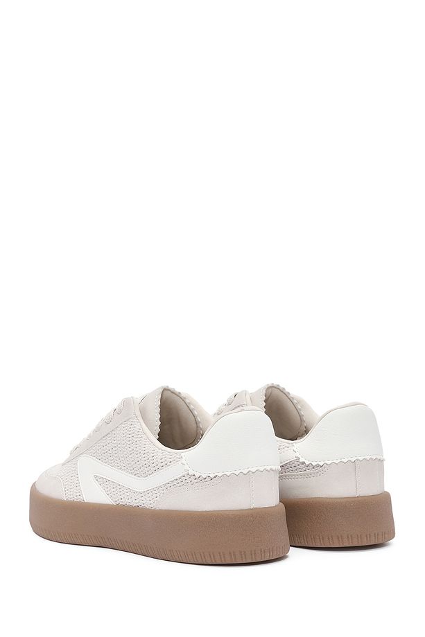Kadın Bej Bağcıklı Kalın Tabanlı Sneaker 25SFD430514 - 6