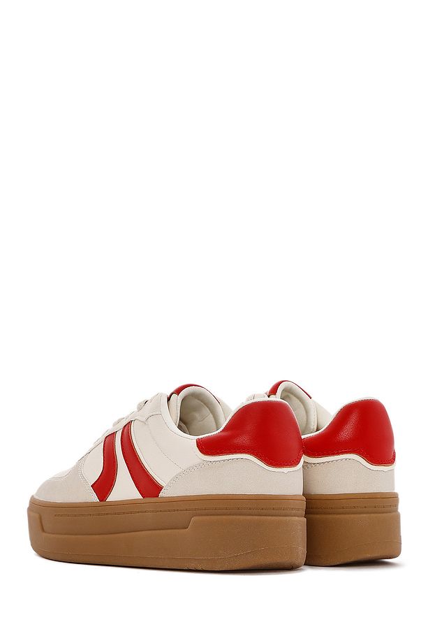 Kadın Bej Bağcıklı Kalın Tabanlı Sneaker 25SFD430714 - 5