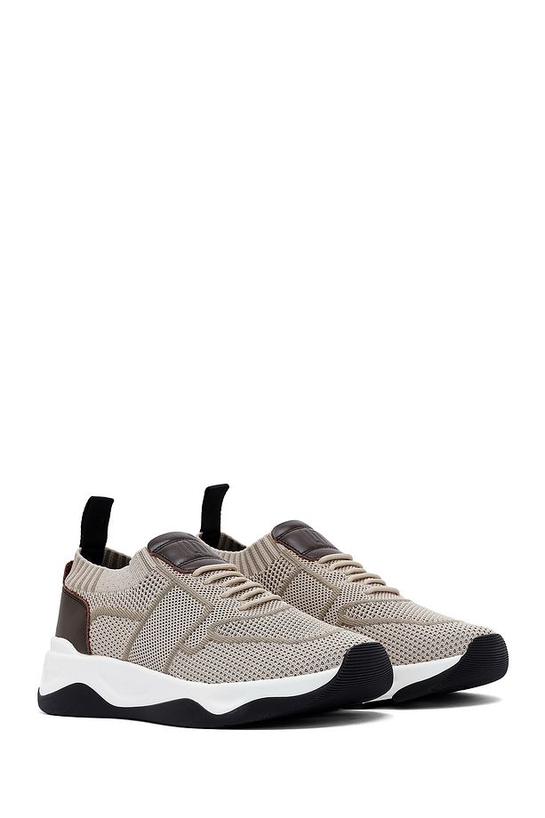 Zero Erkek Bej Kalın Tabanlı Kumaş Sneaker 25sfd69206f - 3
