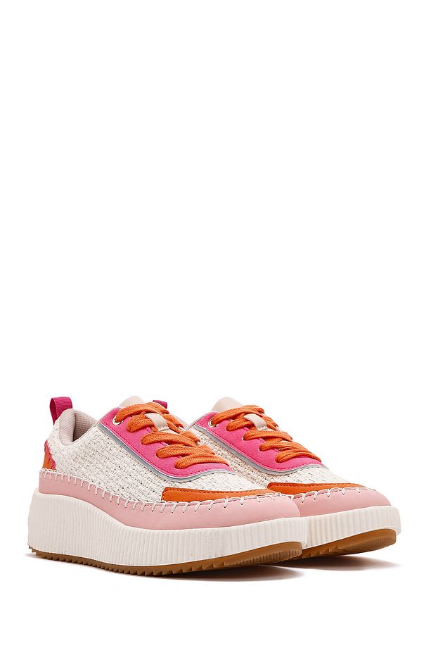 Kadın Çok Renkli Bağcıklı Kalın Tabanlı Örgülü Sneaker 25SFD43086F - 3