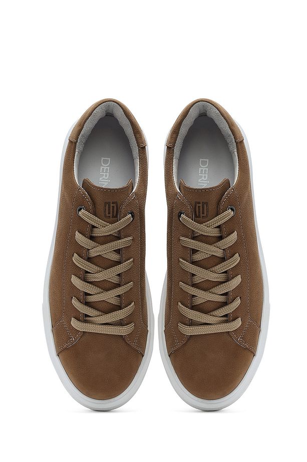 Erkek Vizon Bağcıklı Nubuk Deri Sneaker 25SFD7071V3 - 7