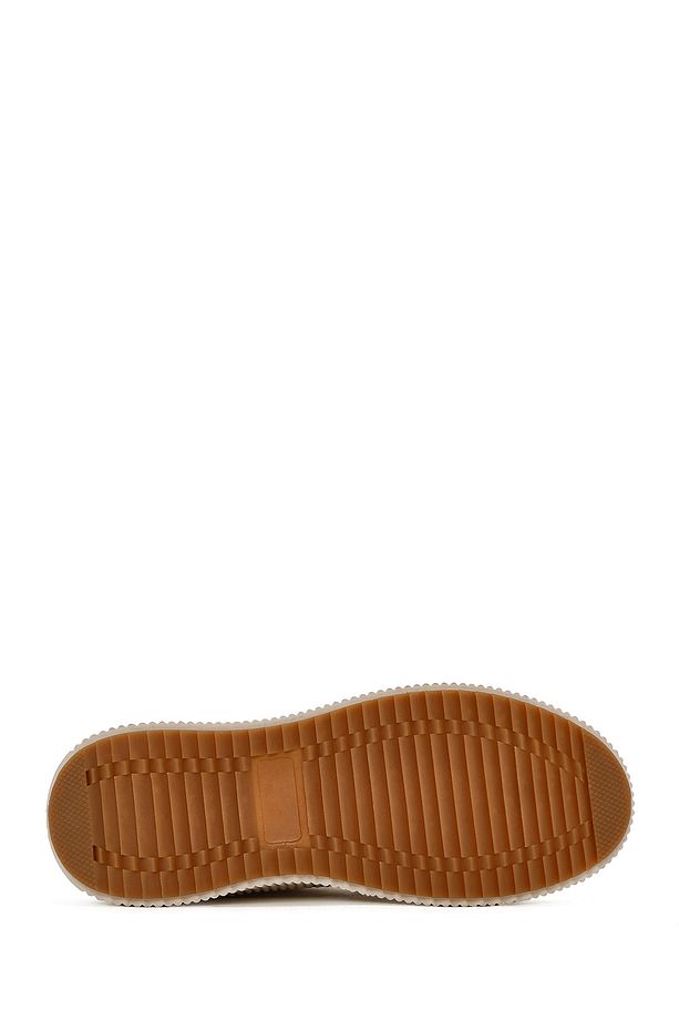 Kadın Bej Bağcıklı Kalın Tabanlı Örgülü Sneaker 25SFD43086F - 4