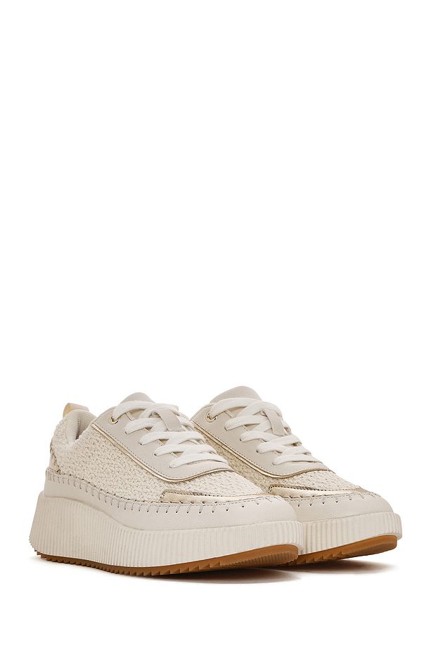 Kadın Bej Bağcıklı Kalın Tabanlı Örgülü Sneaker 25SFD43086F - 3