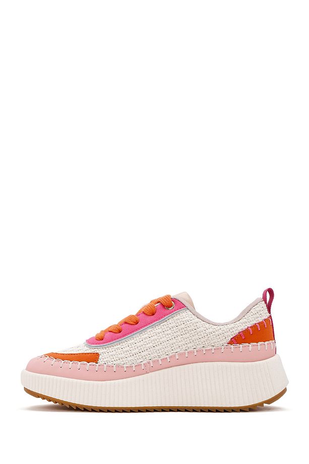 Kadın Çok Renkli Bağcıklı Kalın Tabanlı Örgülü Sneaker 25SFD43086F - 4