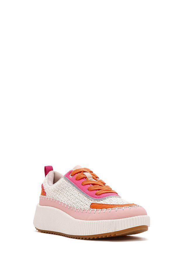Kadın Çok Renkli Bağcıklı Kalın Tabanlı Örgülü Sneaker 25SFD43086F - 7
