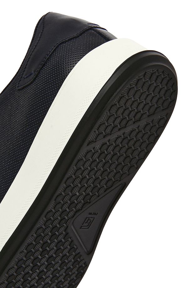 Erkek Lacivert Bağcıklı Kalın Tabanlı Deri Sneaker 25SFD610618 - 8