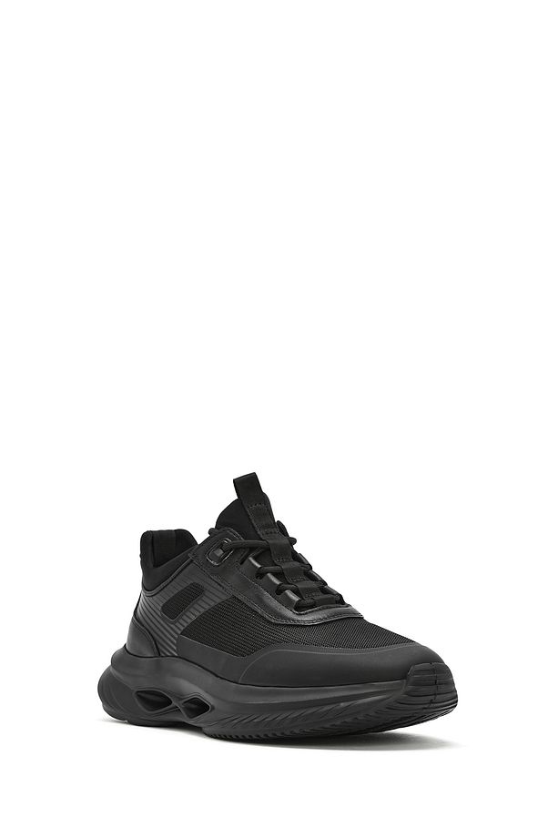 Erkek Siyah Kalın Tabanlı Bağcıklı Kumaş Sneaker 25SFD695414 - 6
