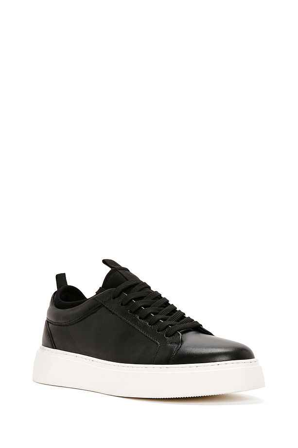 Erkek Siyah Bağcıklı Deri Sneaker 25SFD610318 - 6