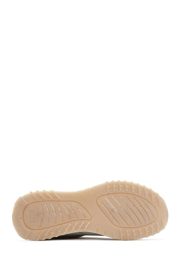 Kadın Krem Bağcıklı Kalın Tabanlı Deri Sneaker 25SFD372014 - 4