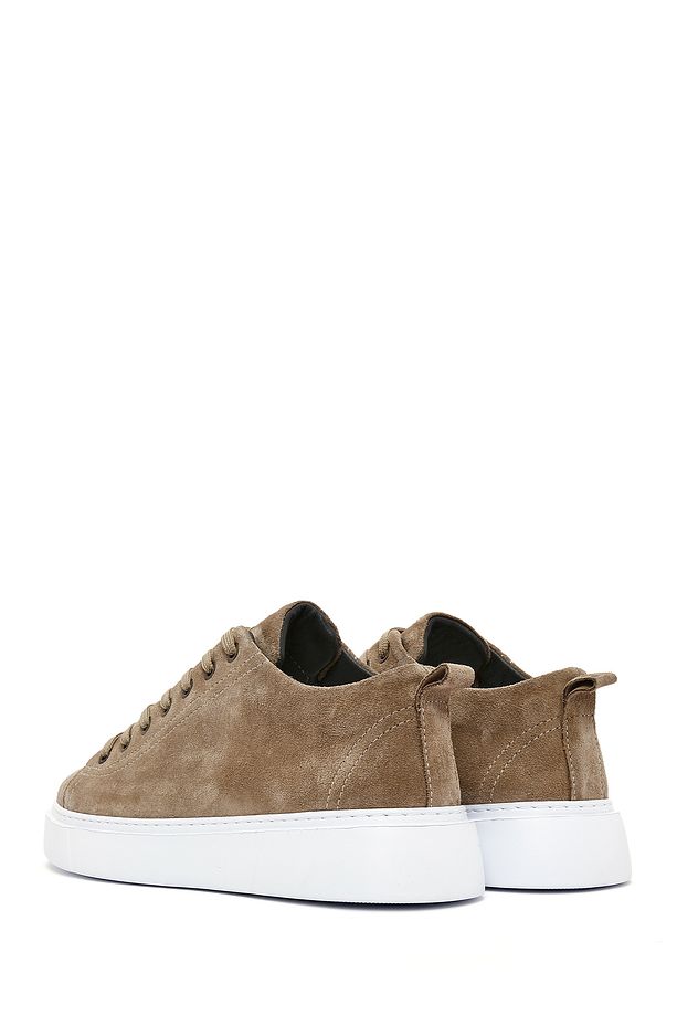 Erkek Vizon Bağcıklı Süet Deri Sneaker 25SFD752110 - 5