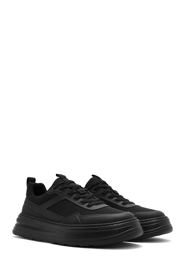 Erkek Siyah Bağcıklı Kalın Tabanlı Sneaker 25SFD69366F - 3