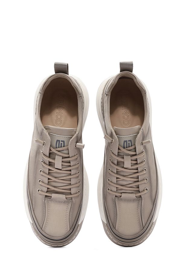 Erkek Bej Bağcıklı Kumaş Sneaker 25SFD69386F - 7