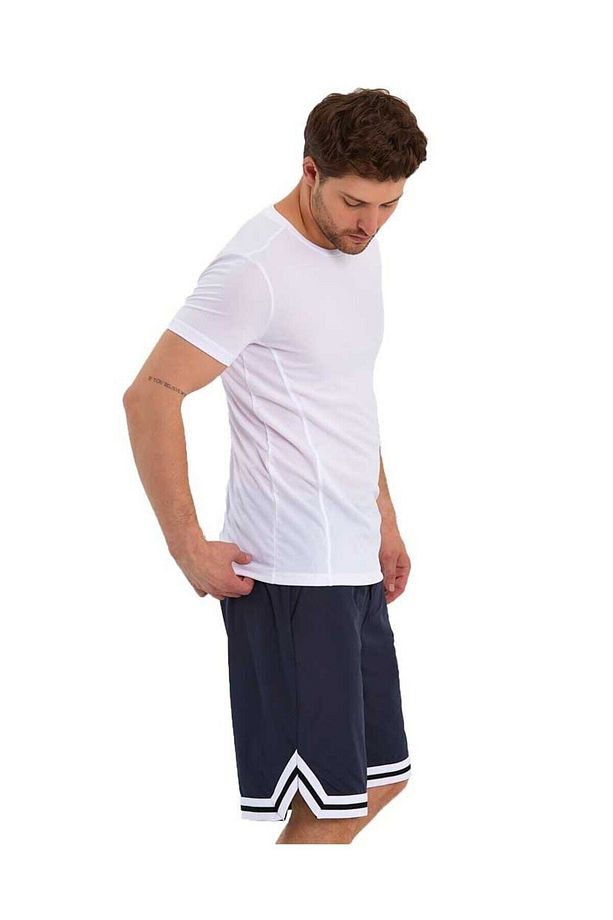 Erkek Polyester Beyaz Şeritli Basketbol Şort - 6
