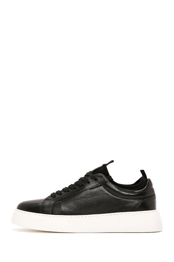 Erkek Siyah Bağcıklı Deri Sneaker 25SFD610318 - 2