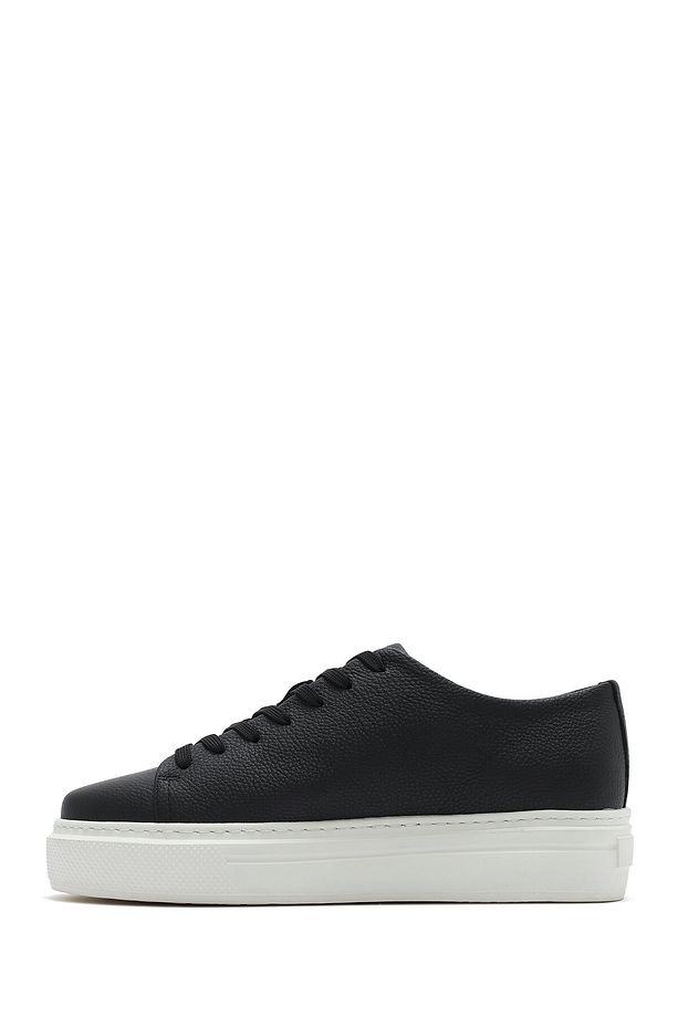 Erkek Siyah Bağcıklı Kalın Tabanlı Deri Sneaker 25SFD6107FT - 2