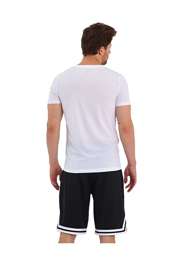 Erkek Polyester Beyaz Şeritli Basketbol Şort - 3