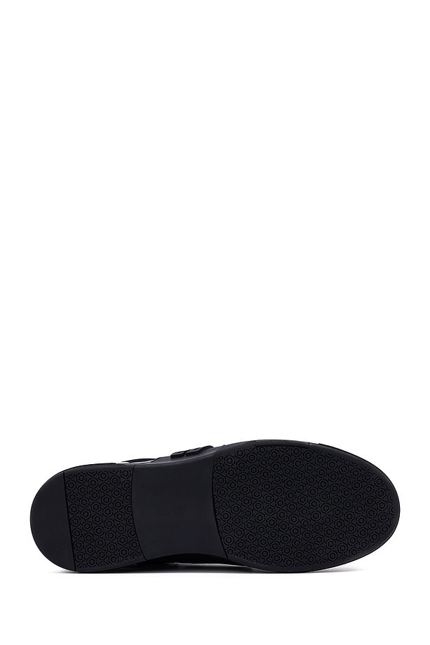 Erkek Siyah Bağcıklı Kalın Tabanlı Deri Sneaker 25SFD694318 - 4
