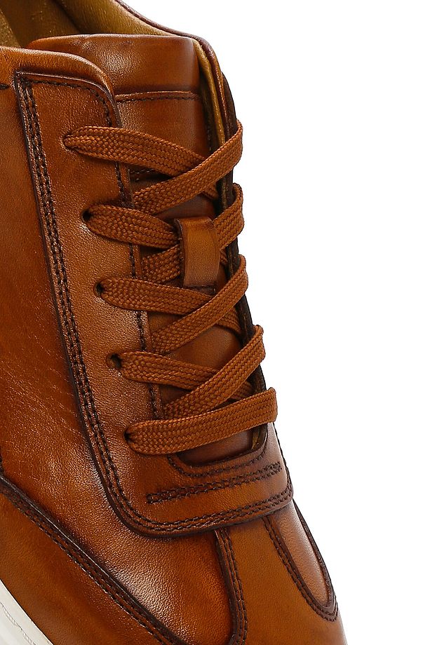 Erkek Taba Kalın Tabanlı Bağcıklı Deri Sneaker 25SFD610818 - 8