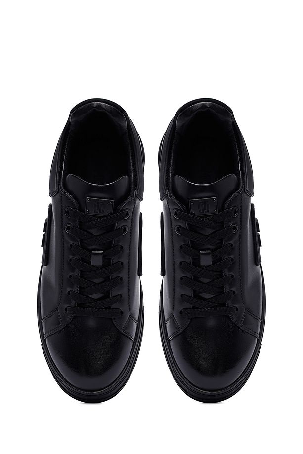 Erkek Siyah Bağcıklı Kalın Tabanlı Deri Sneaker 25SFD694318 - 7