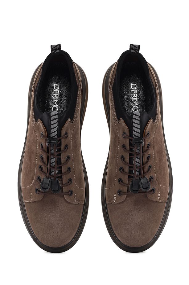 Erkek Vizon Bağcıklı Kalın Tabanlı Süet Deri Casual Sneaker 25sfd640810 - 7