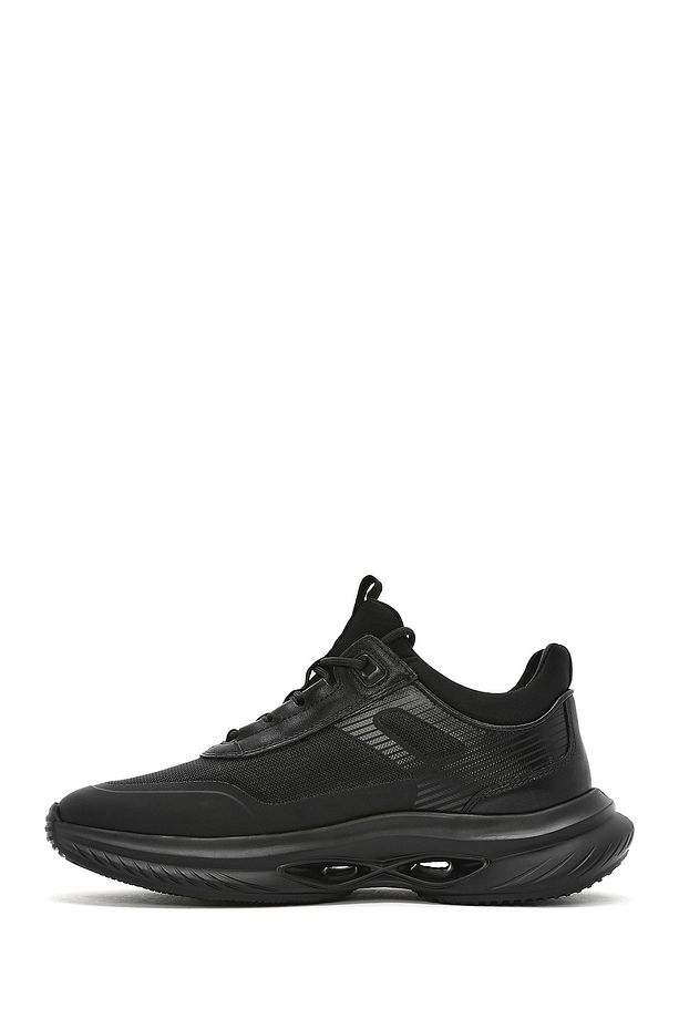 Erkek Siyah Kalın Tabanlı Bağcıklı Kumaş Sneaker 25SFD695414 - 2