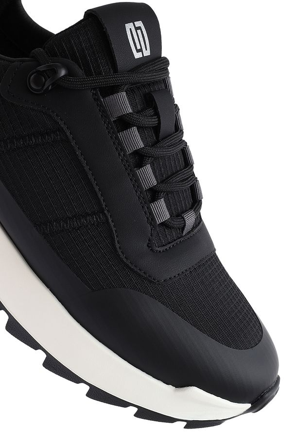 Erkek Siyah Bağcıklı Kalın Tabanlı Deri Sneaker 25SFD69536F - 8