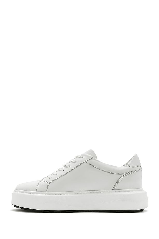 Erkek Bej Bağcıklı Kalın Tabanlı Deri Sneaker 25SFD69536F - 2