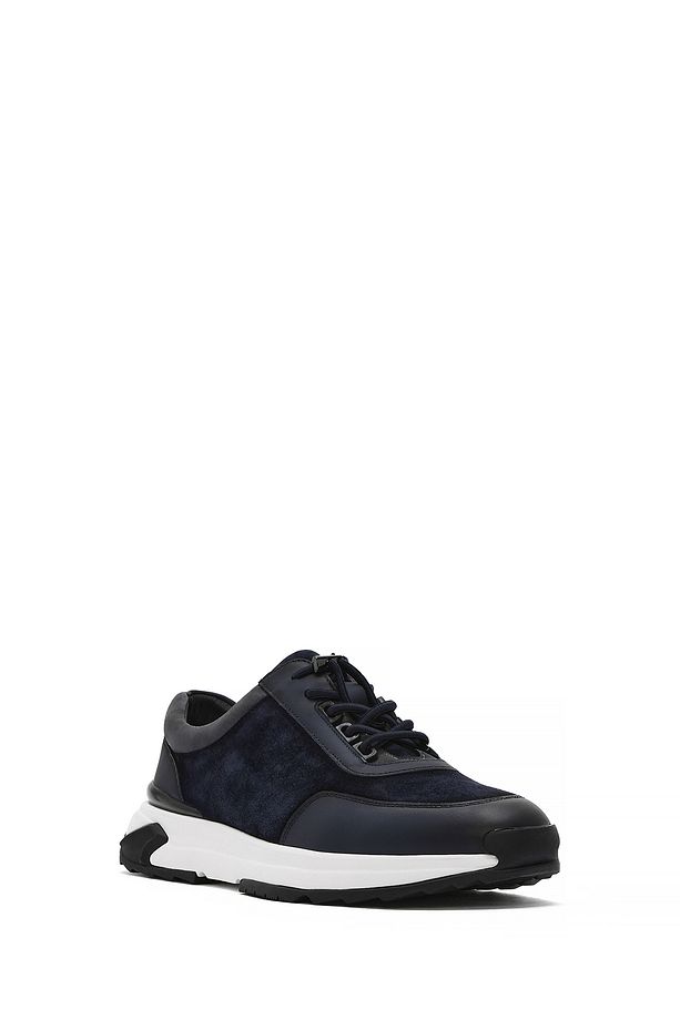 Erkek Lacivert Kalın Tabanlı Bağcıklı Süet Deri Sneaker 25SFD694610 - 6