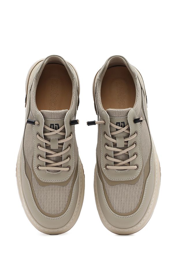 Erkek Bej Bağcıklı Deri Sneaker 25SFD693714 - 7