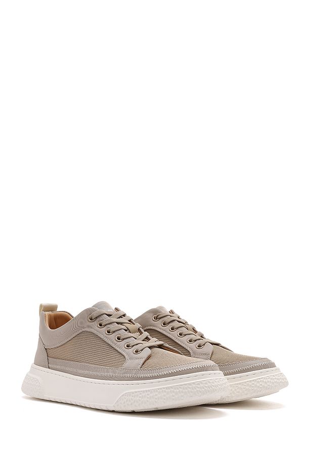 Erkek Bej Bağcıklı Kalın Tabanlı Sneaker 25SFD693314 - 3