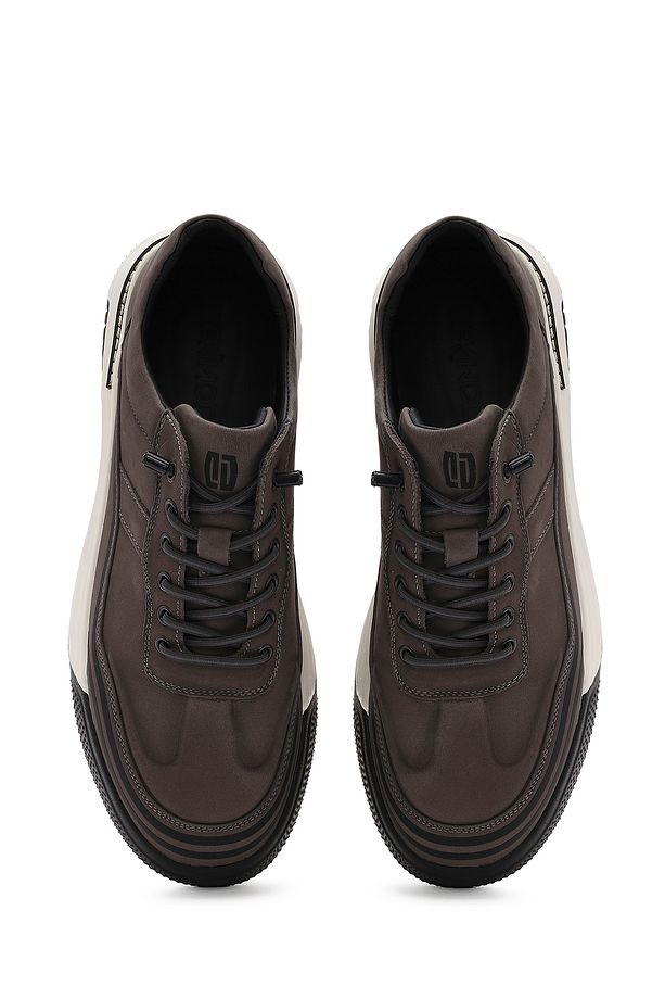Erkek Gri Bağcıklı Kalın Tabanlı Nubuk Deri Sneaker 25SFD6935V3 - 7