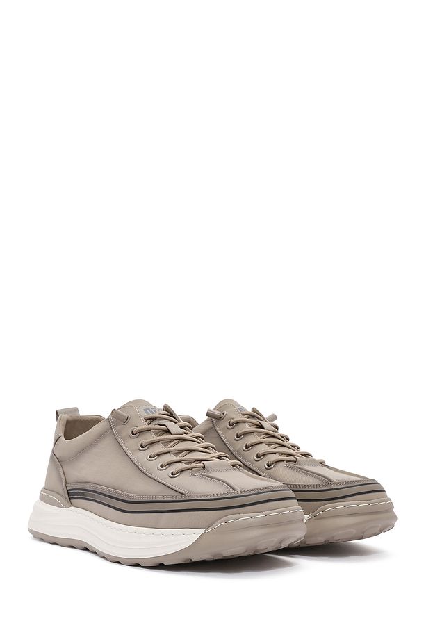 Erkek Bej Bağcıklı Kumaş Sneaker 25SFD69386F - 3