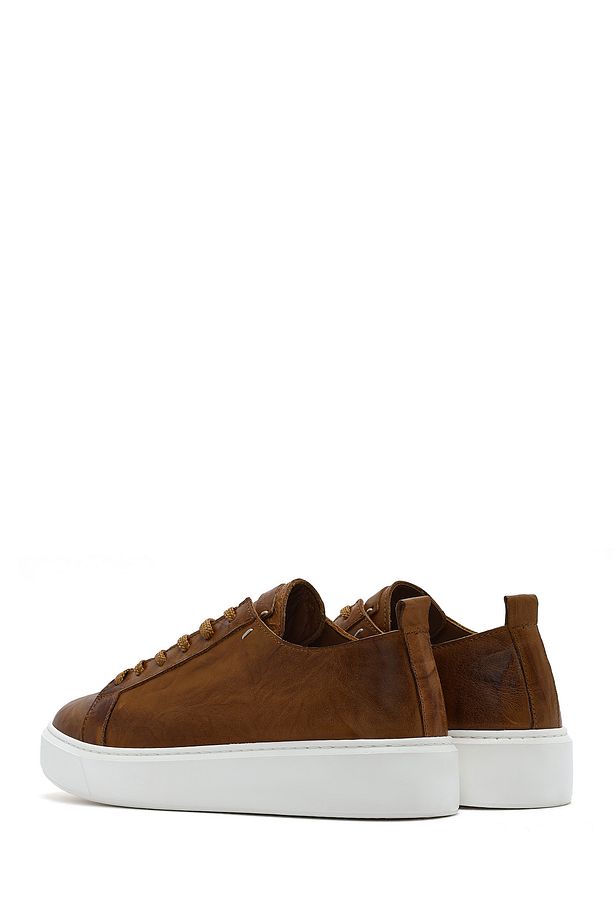 Erkek Taba Bağcıklı Kalın Tabanlı Deri Sneaker 25SFD688326 - 5