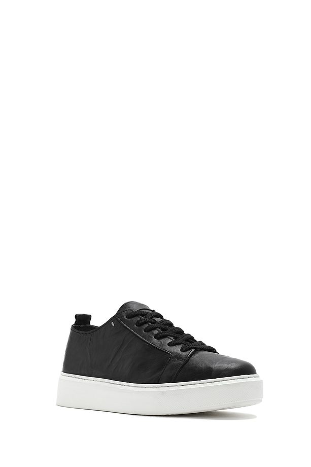 Erkek Siyah Bağcıklı Kalın Tabanlı Deri Sneaker 25SFD688326 - 6