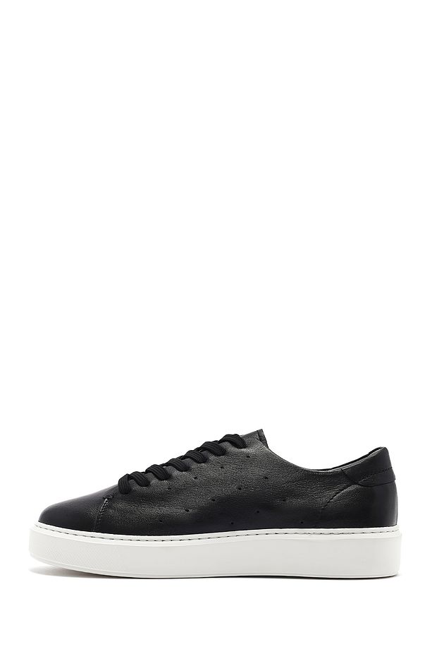Erkek Siyah Bağcıklı Kalın Tabanlı Deri Sneaker 25SFD750618 - 2