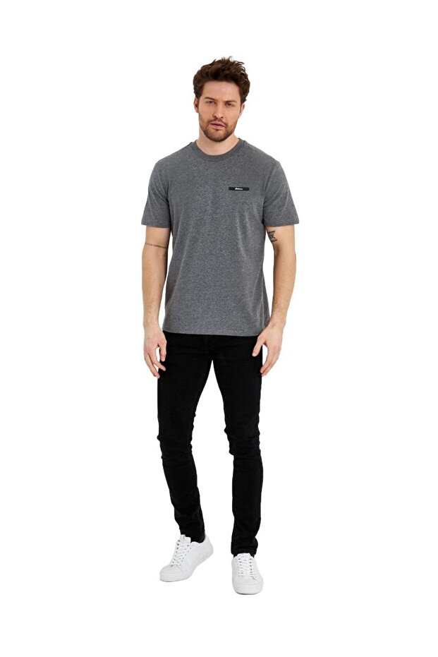 Erkek Basic Baskısız Logolu Kısa Kol Tişört - 1