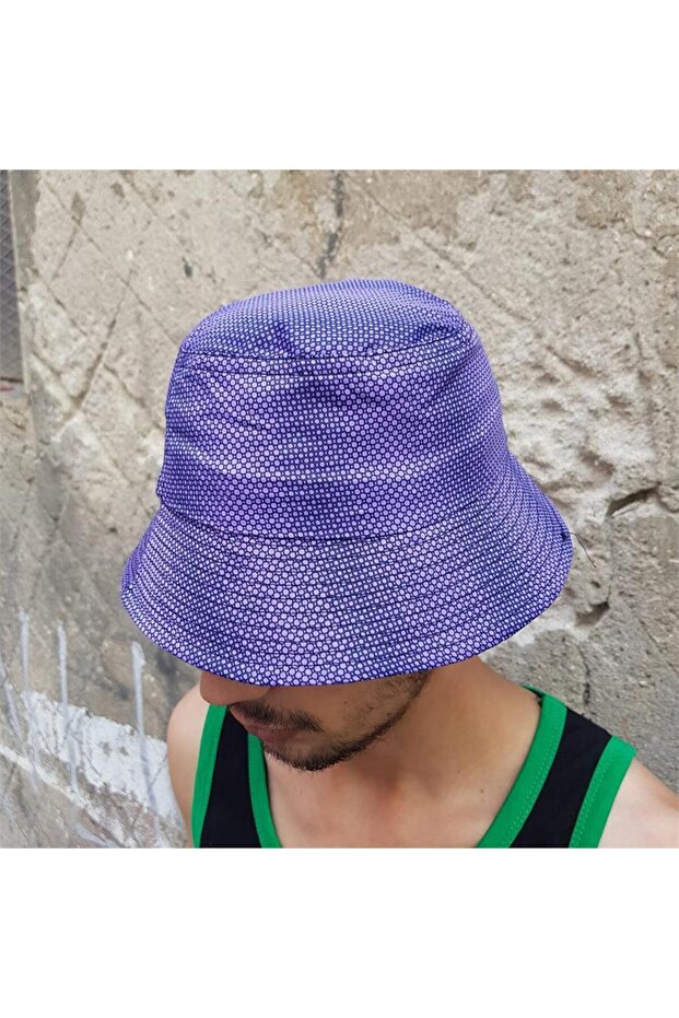 قبعة دلو بنمط الفقاعات الأرجوانية - 1