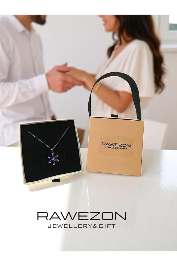 Purple Stone Steel Lotus Necklace with Bag Box – Gift for Lover, Birthday, Friend