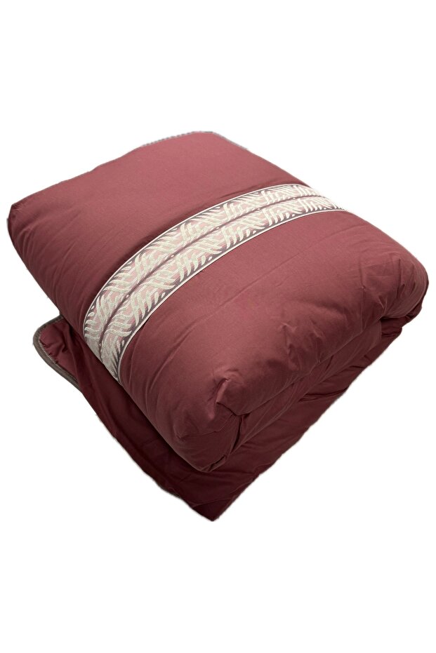 Ranforce V2 - Double-Sided Red Plain Pattern Quilted Double O'Clock 100% Cotton - 3