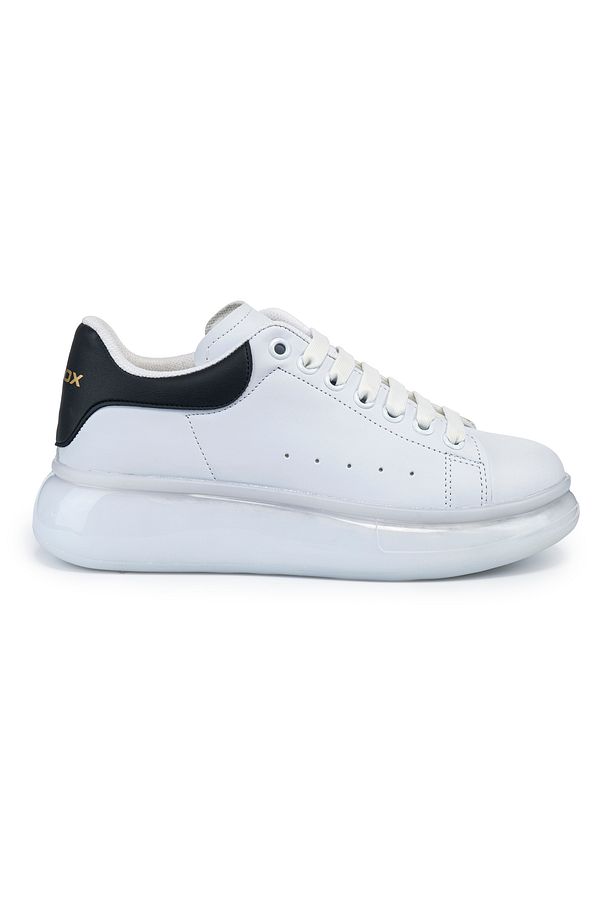 Erkek Beyaz Siyah Balon Taban Yüksek Tabanlı Sneaker Ayakkabı - 2