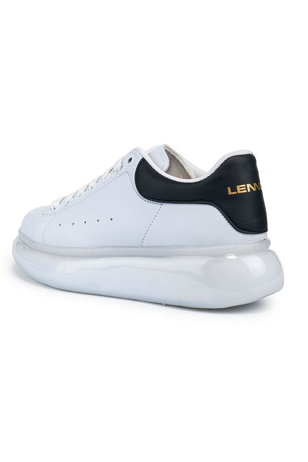 Erkek Beyaz Siyah Balon Taban Yüksek Tabanlı Sneaker Ayakkabı - 5