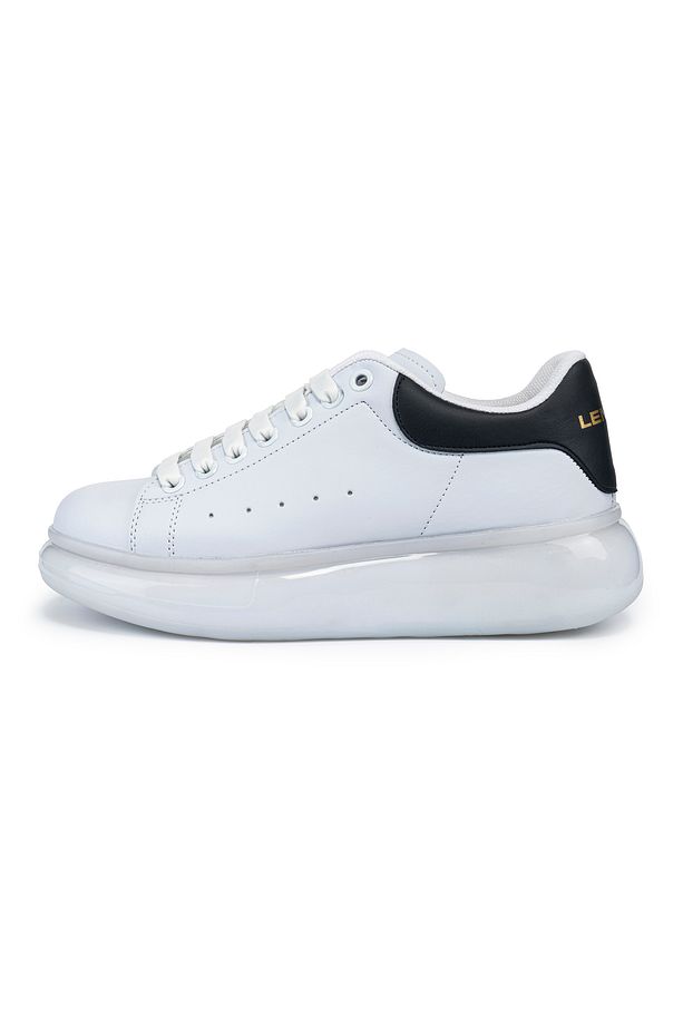 Erkek Beyaz Siyah Balon Taban Yüksek Tabanlı Sneaker Ayakkabı - 3